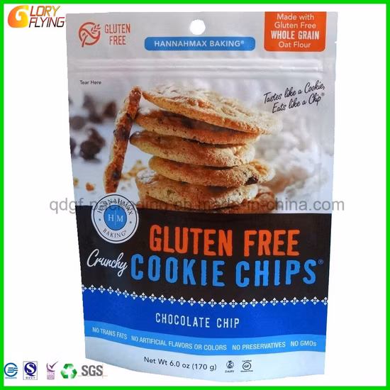 Papier laminé/biodégradable/emballage en plastique de qualité alimentaire Ziplock/fermeture à glissière/sachet de thé pour emballage en feuille d'aluminium Doypack avec fenêtre d'emballage de biscuits/chips.